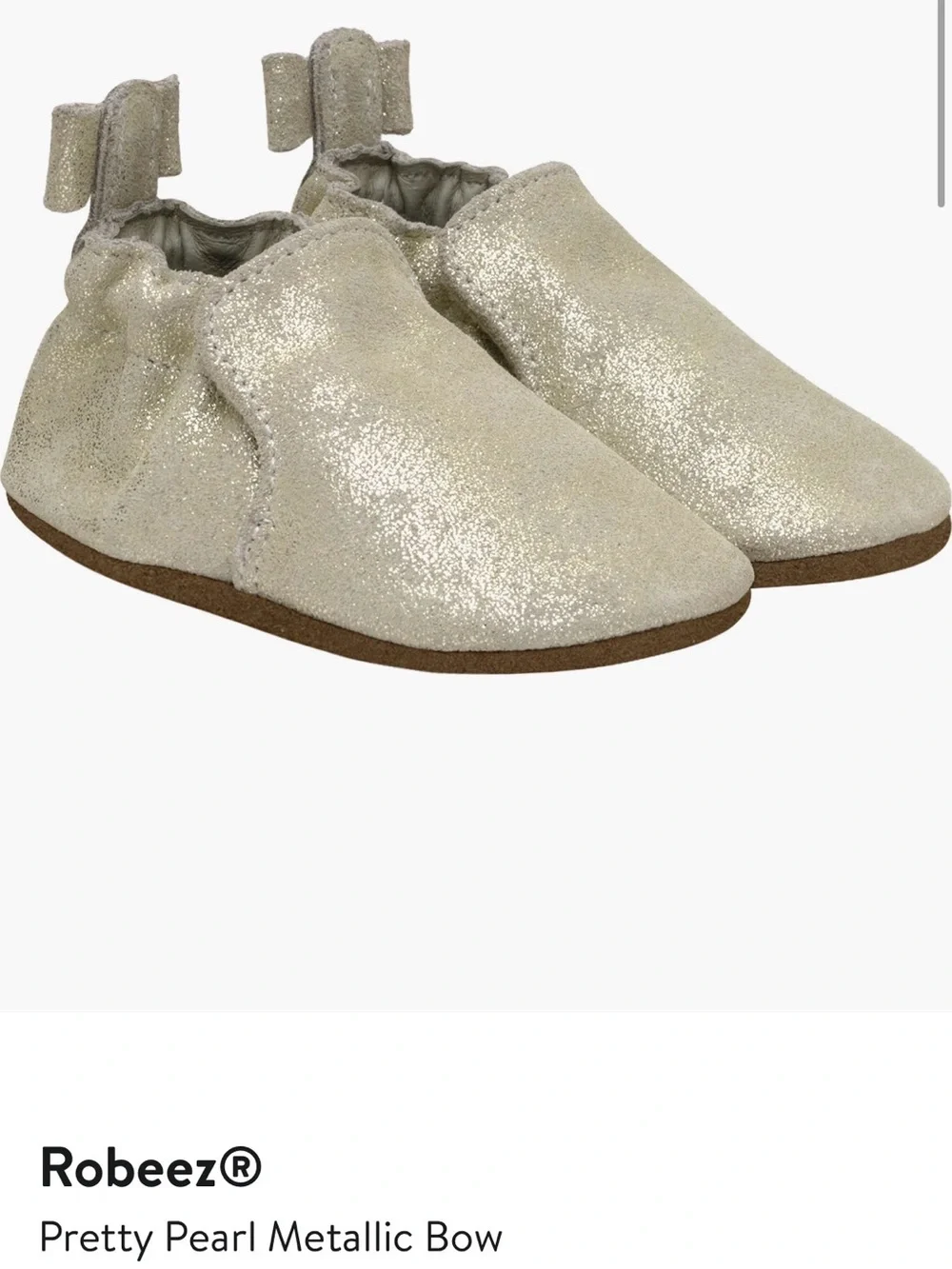Robeez Pretty Pearl Metallic Bow Baby shoes- 0-6m